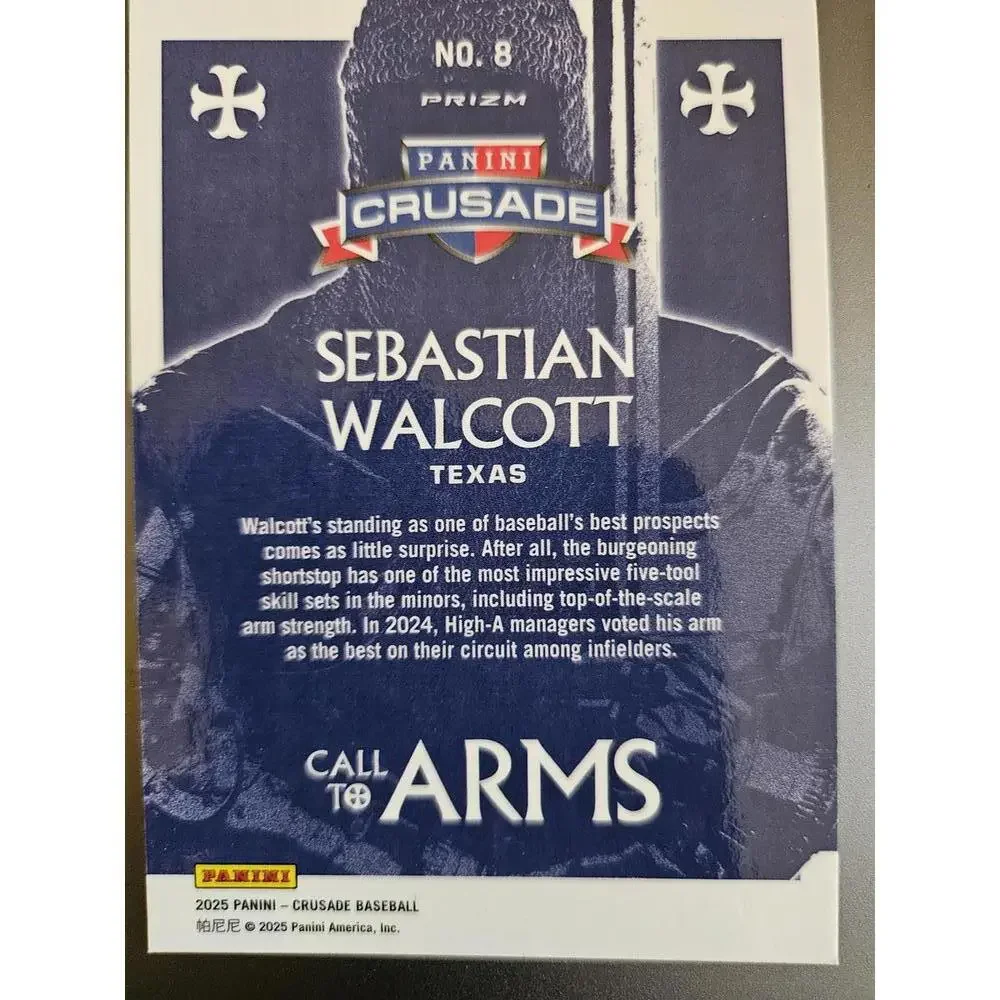 2025 Panini Prism Crusade Call to Arms Insert - Sebastion Walcott #8 - Rangers - Picture 2 of 2